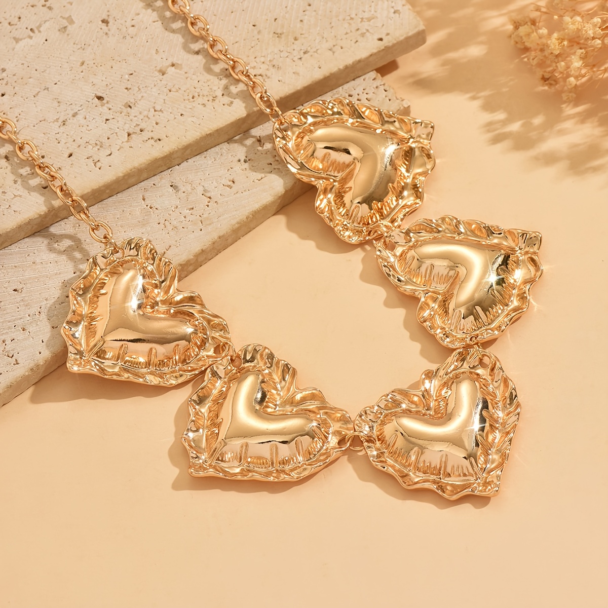 Elegant Textured Heart Choker Necklace for Women, Statement Jewelry